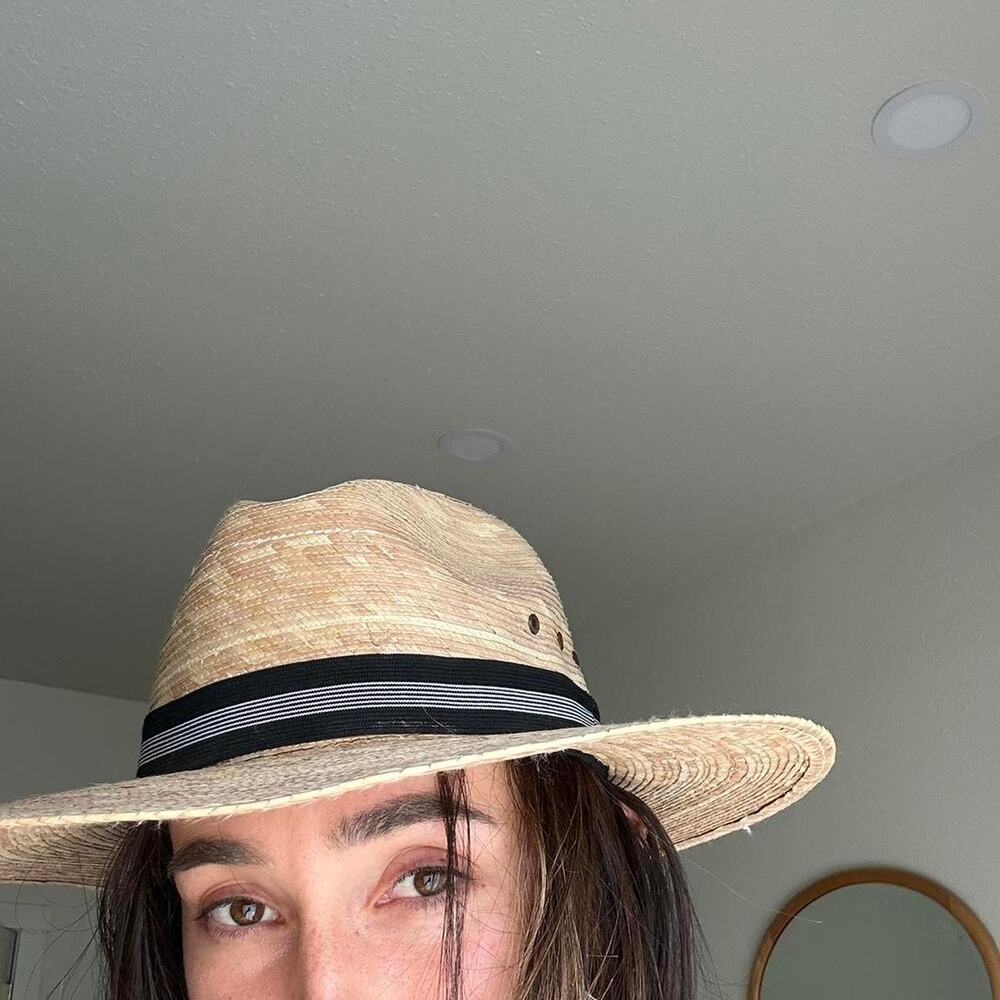 Women's Hat Tan Straw Woven Summer Wide Brim